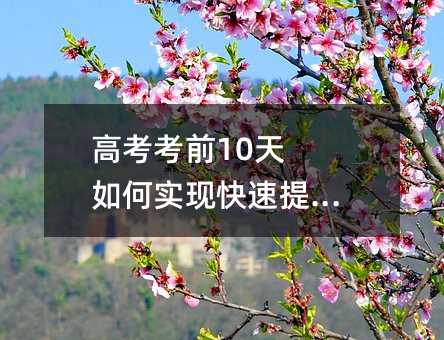 高考考前10天 如何实现快速提高成绩