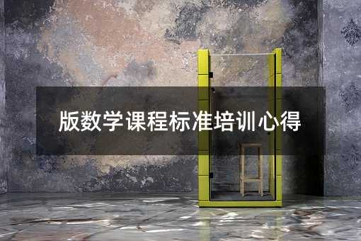 版数学课程标准培训心得