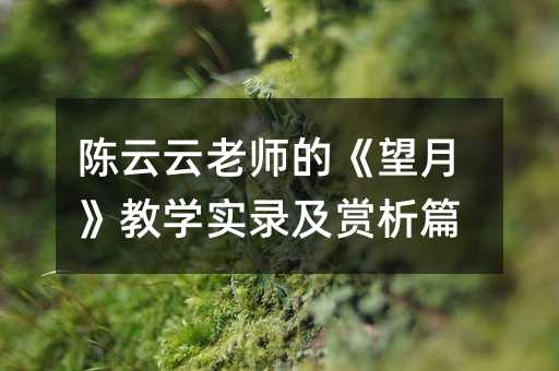 陈云云老师的《望月》教学实录及赏析篇